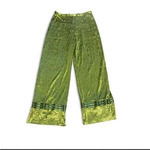 Vintage 70s Green Velvet Wide Leg Women’s Pants